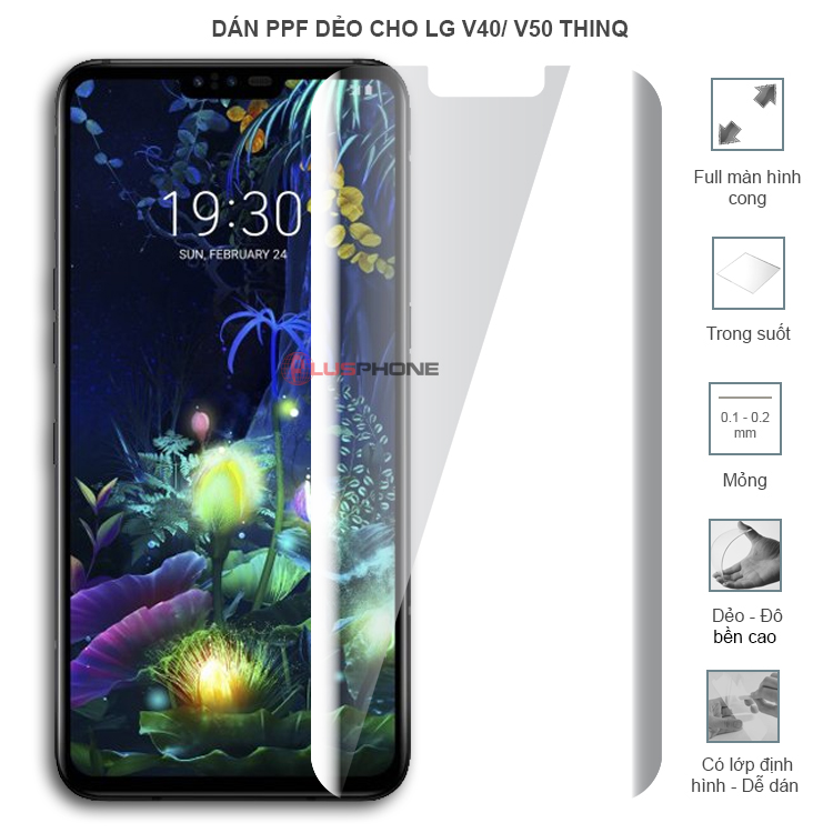 Dán PPF dẻo full màn hình trong hoặc nhám cho LG V40/ V50 ThinQ