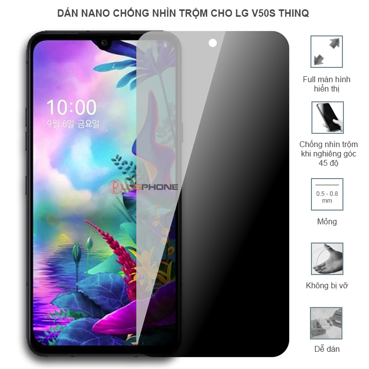 Dán cường lực dẻo chống nhìn trộm trong HD hoặc nhám AG cho LG V50s ThinQ