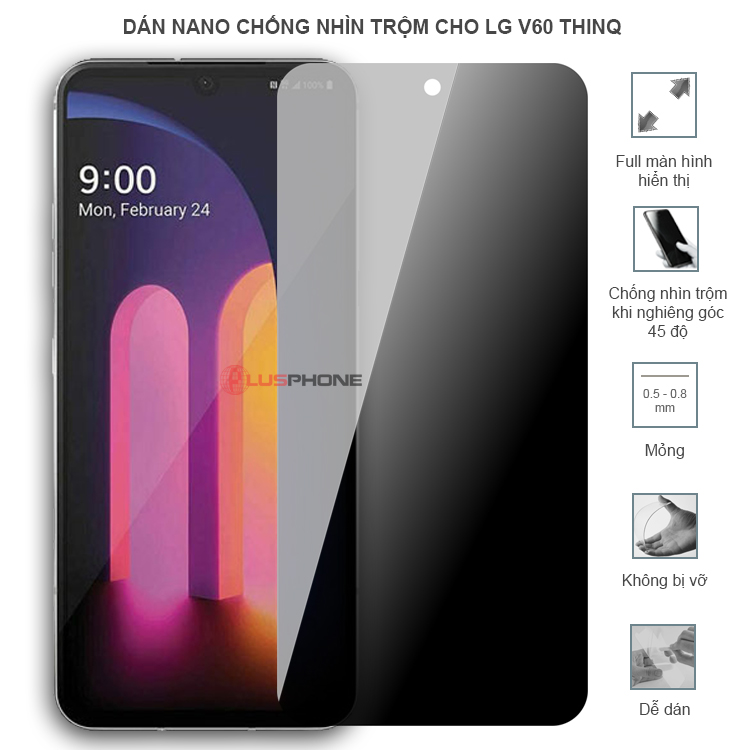Dán cường lực dẻo chống nhìn trộm trong HD hoặc nhám AG cho LG V60 ThinQ
