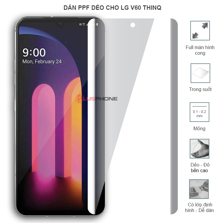 Dán PPF dẻo full màn hình trong hoặc nhám cho LG V60 ThinQ