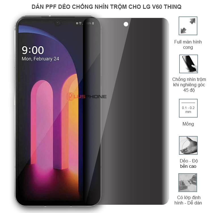 Dán PPF dẻo chống nhìn trộm trong HD hoặc nhám AG cho LG V60 ThinQ