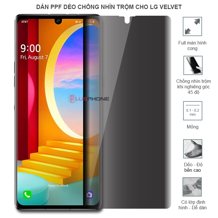 Dán PPF dẻo chống nhìn trộm trong HD hoặc nhám AG cho LG Velvet 4G/ 5G