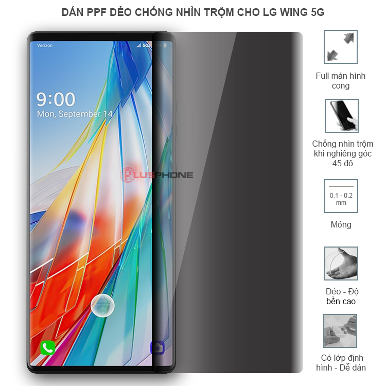 Dán PPF dẻo chống nhìn trộm trong HD hoặc nhám AG cho LG Wing 5G