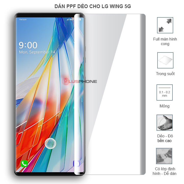 Dán PPF dẻo full màn hình trong hoặc nhám cho LG Wing 5G