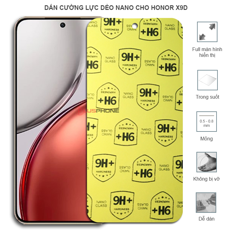 Dán cường lực dẻo trong hoặc nhám cho Honor X9d