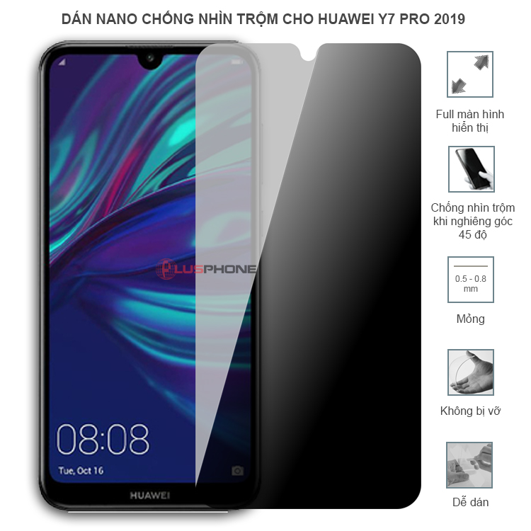 Dán cường lực dẻo chống nhìn trộm trong HD hoặc nhám AG cho Huawei Y7 Pro 2019