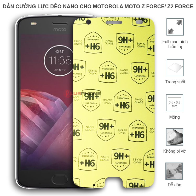 Dán cường lực dẻo trong hoặc nhám cho Motorola Moto Z Force/ Z2 Force