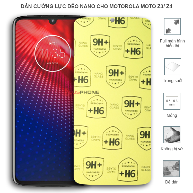 Dán cường lực dẻo trong hoặc nhám cho Motorola Moto Z3/ Moto Z4