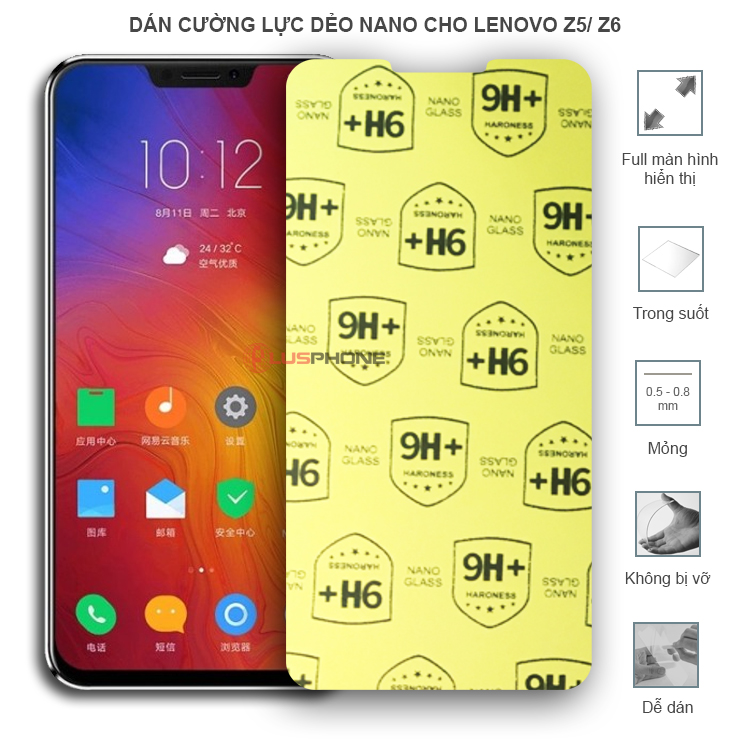 Dán cường lực dẻo trong hoặc nhám cho Lenovo Z5/ Z6