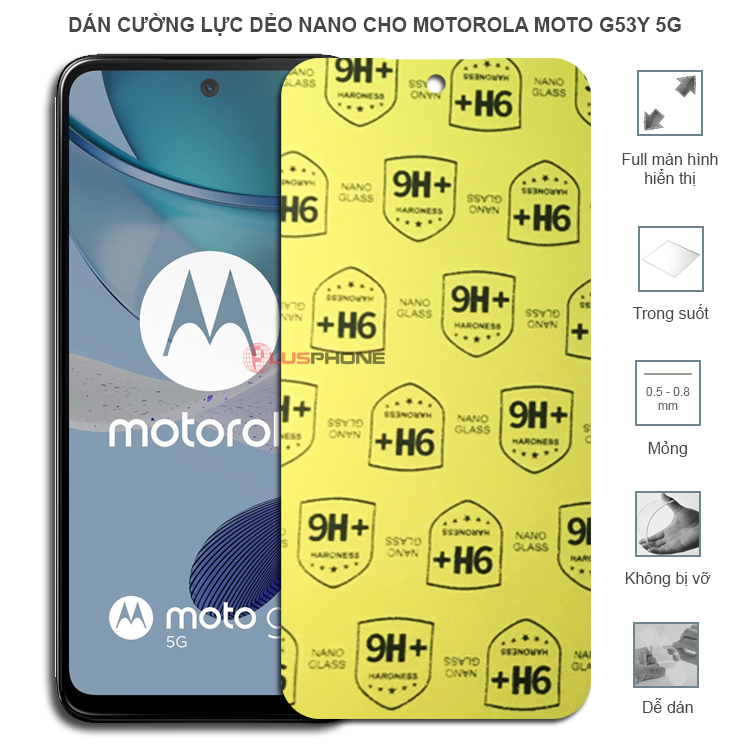Dán cường lực dẻo trong hoặc nhám cho Motorola G53y 5G