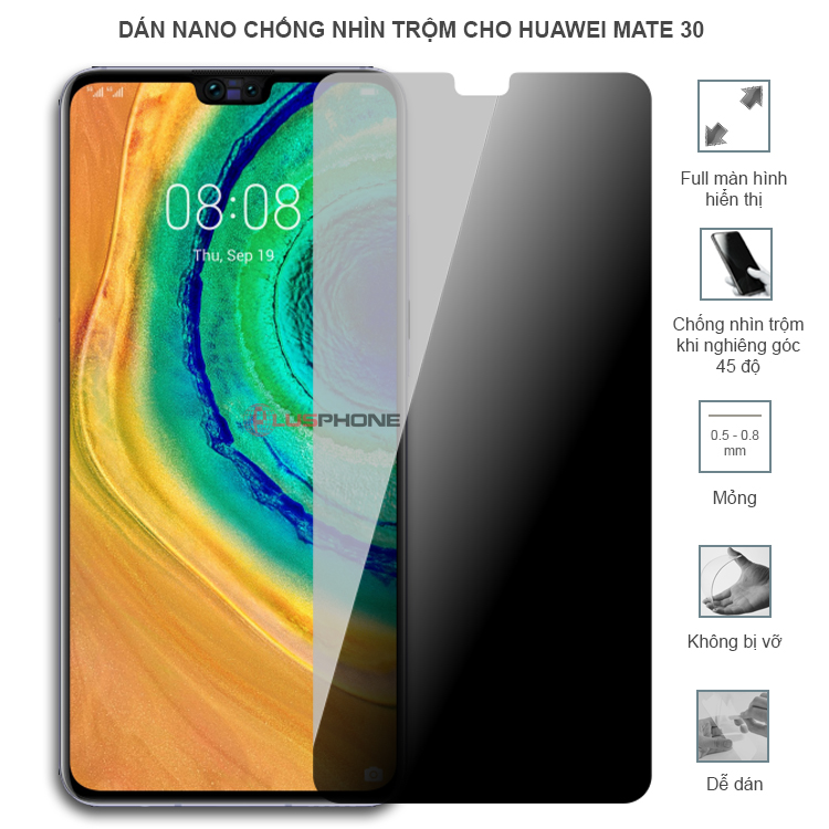 Dán cường lực dẻo chống nhìn trộm trong HD hoặc nhám AG cho Huawei Mate 30