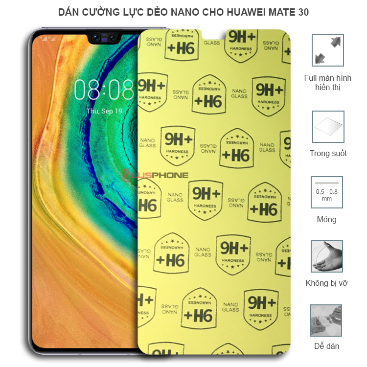 Dán cường lực dẻo trong hoặc nhám cho Huawei Mate 30