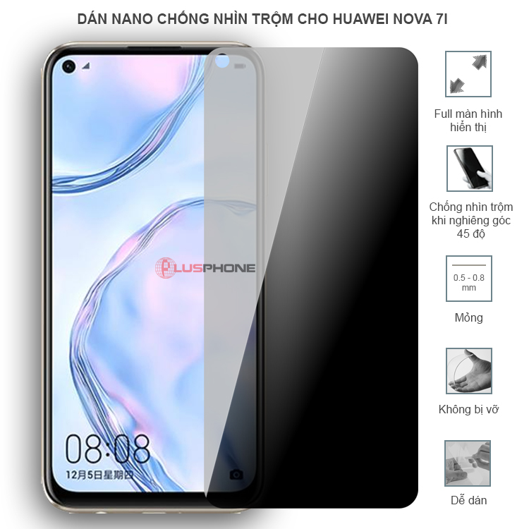 Dán cường lực dẻo chống nhìn trộm trong HD hoặc nhám AG cho Huawei Nova 7i