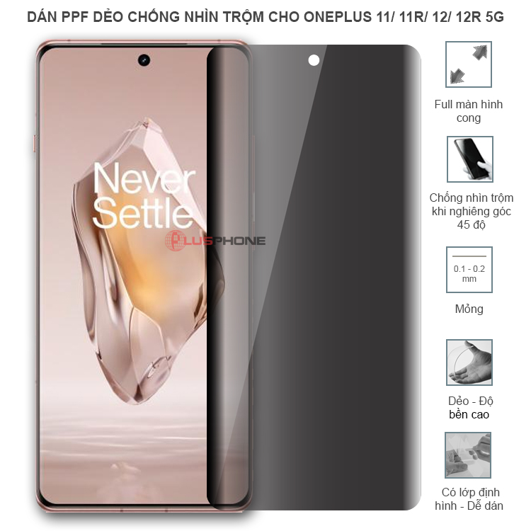 Dán PPF dẻo chống nhìn trộm trong HD hoặc nhám AG cho OnePlus 11 5G/ 11R 5G/ 12 5G/ 12R 5G