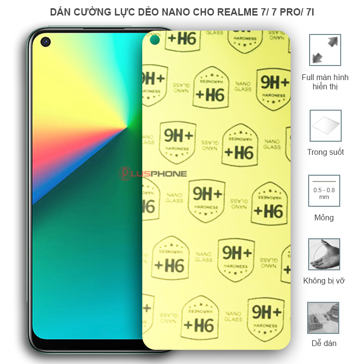 Dán cường lực dẻo trong hoặc nhám cho Realme 7/ 7 Pro/ 7i