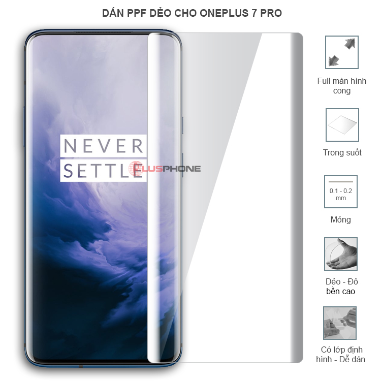 Dán PPF dẻo full màn hình trong hoặc nhám cho OnePlus 7 Pro