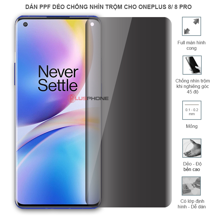 Dán PPF dẻo chống nhìn trộm trong HD hoặc nhám AG cho OnePlus 8/ 8 Pro