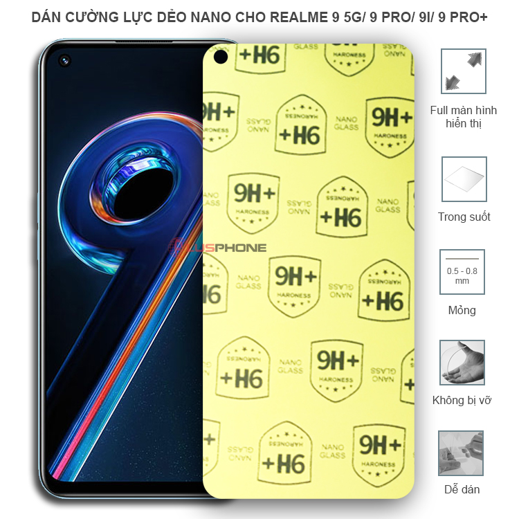 Dán cường lực dẻo trong hoặc nhám cho Realme 9 5G/ 9 Pro/ 9 Pro+/ 9i