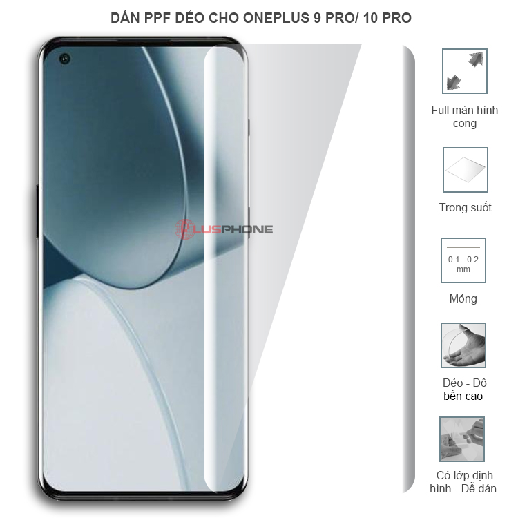 Dán PPF dẻo full màn hình trong hoặc nhám cho OnePlus 9 Pro/ 10 Pro