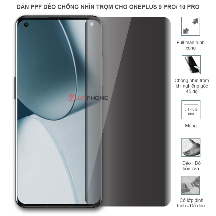 Dán PPF dẻo chống nhìn trộm trong HD hoặc nhám AG cho OnePlus 9 Pro/ 10 Pro