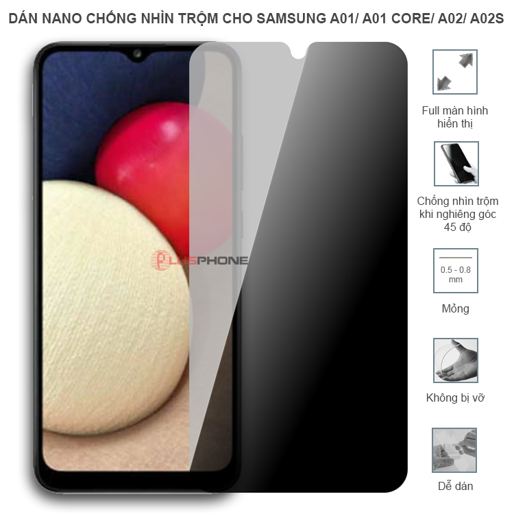 Dán cường lực dẻo chống nhìn trộm trong HD hoặc nhám AG cho Samsung A01/ A01 Core/ A02/ A02s