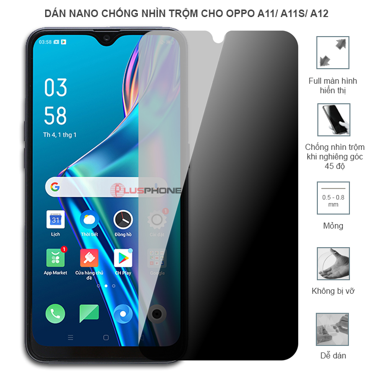 Dán cường lực dẻo chống nhìn trộm trong HD hoặc nhám AG cho Oppo A11/ A11s/ A12