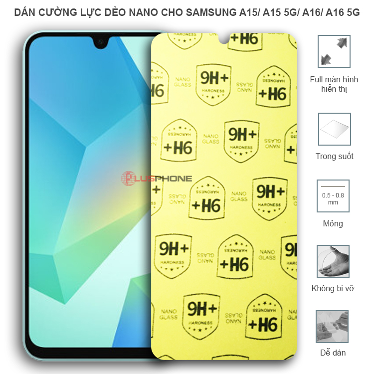 Dán cường lực dẻo trong hoặc nhám cho Samsung A15/ A15 5G/ A16/ A16 5G