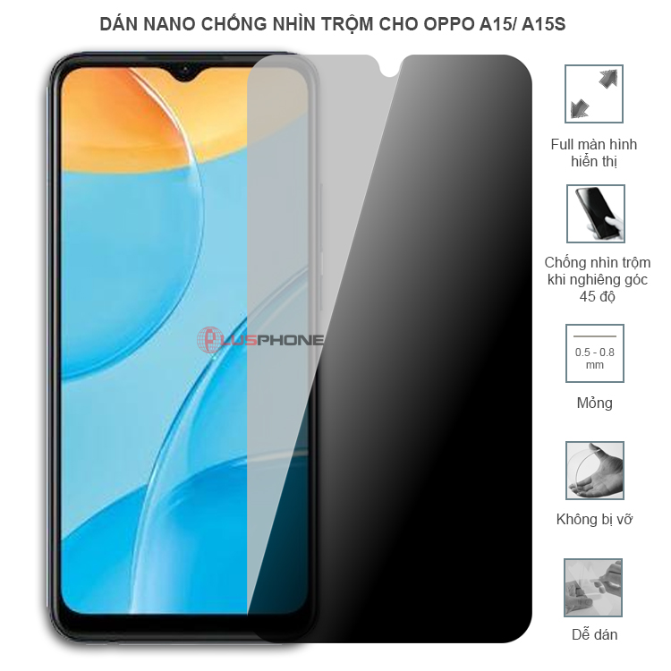 Dán cường lực dẻo chống nhìn trộm trong HD hoặc nhám AG cho Oppo A15/ A15s