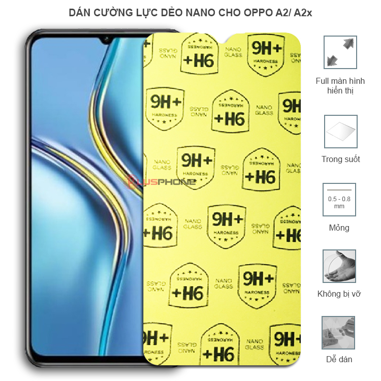 Dán cường lực dẻo trong hoặc nhám cho Oppo A2/ A2x
