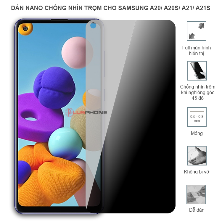 Dán cường lực dẻo chống nhìn trộm trong HD hoặc nhám AG cho Samsung A20/ A20s/ A21/ A21s