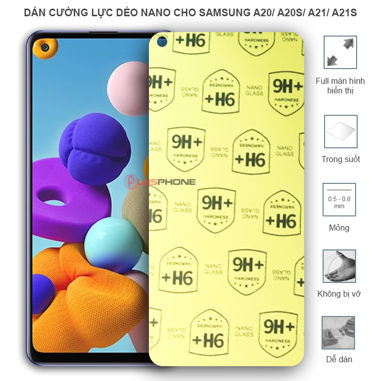 Dán cường lực dẻo trong hoặc nhám cho Samsung A20/ A20s/ A21/ A21s
