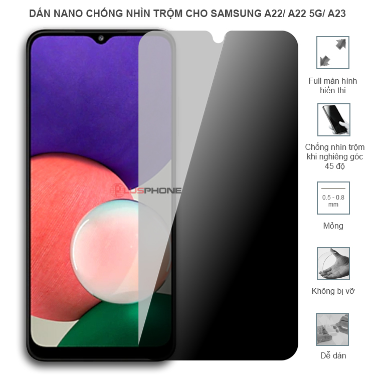 Dán cường lực dẻo chống nhìn trộm trong HD hoặc nhám AG cho Samsung A22/ A22 5G/ A23