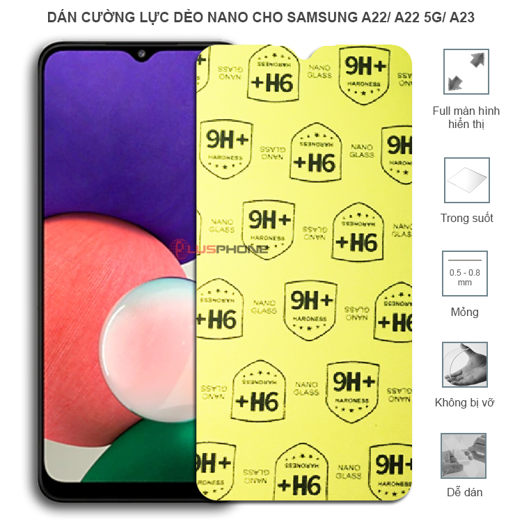 Dán cường lực dẻo trong hoặc nhám cho Samsung A22/ A22 5G/ A23