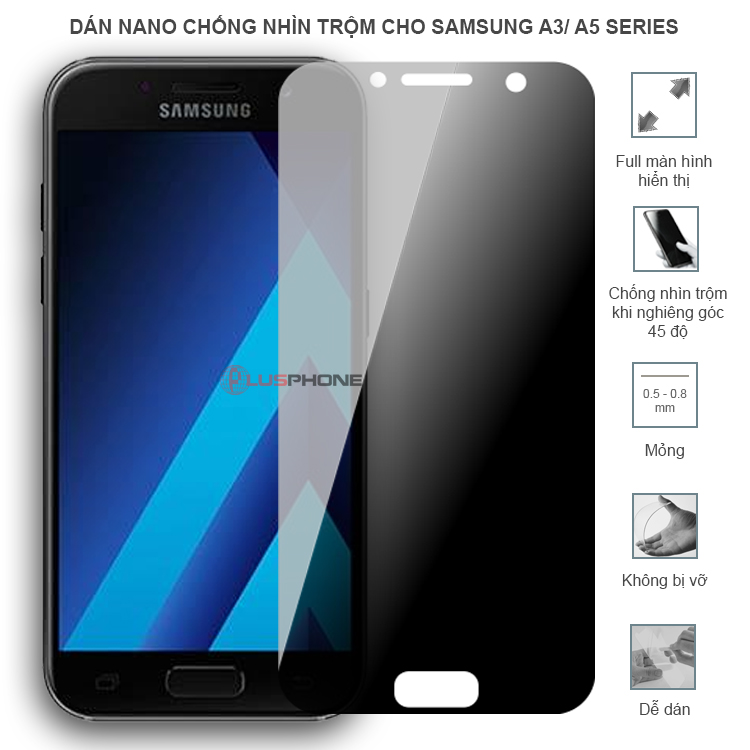 Dán cường lực dẻo chống nhìn trộm trong HD hoặc nhám AG cho Samsung A3 2016/ A3 2017/ A5 2015/ A5 2016/ A5 2017
