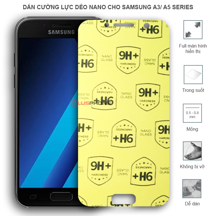 Dán cường lực dẻo trong hoặc nhám cho Samsung A3 2016/ A3 2017/ A5 2015/ A5 2016/ A5 2017
