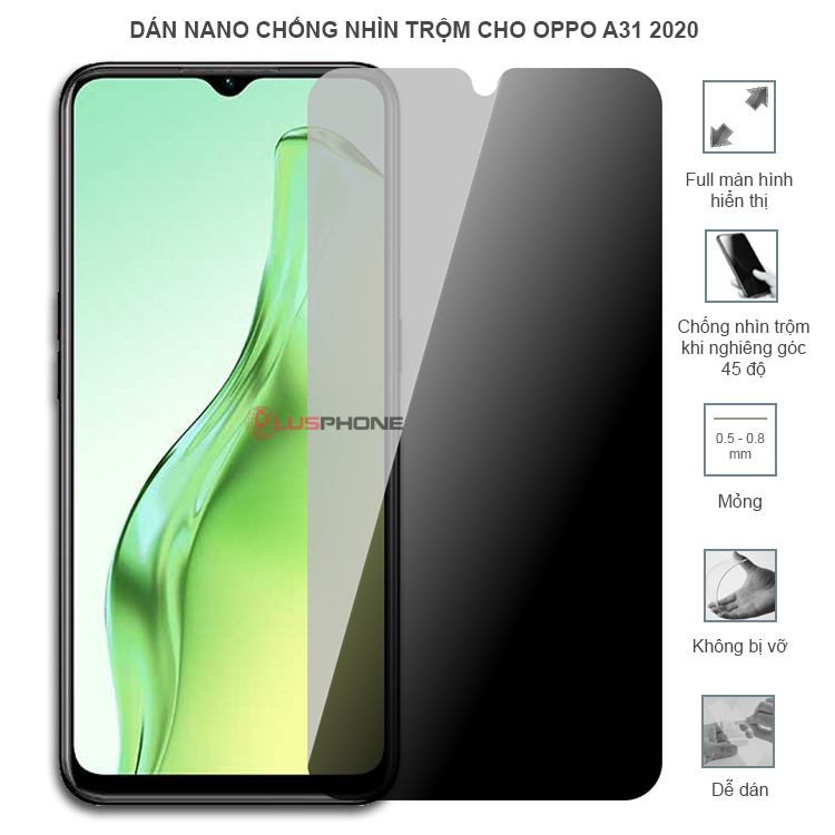 Dán cường lực dẻo chống nhìn trộm trong HD hoặc nhám AG cho Oppo A31 2020