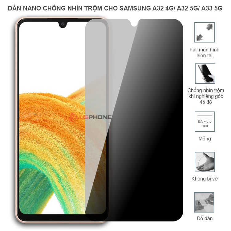 Dán cường lực dẻo chống nhìn trộm trong HD hoặc nhám AG cho Samsung A32 4G/ A32 5G/ A33 5G
