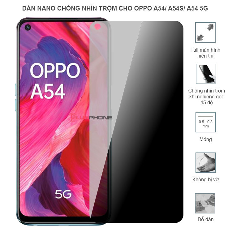 Dán cường lực dẻo chống nhìn trộm trong HD hoặc nhám AG cho Oppo A54/ A54s/ A54 5G