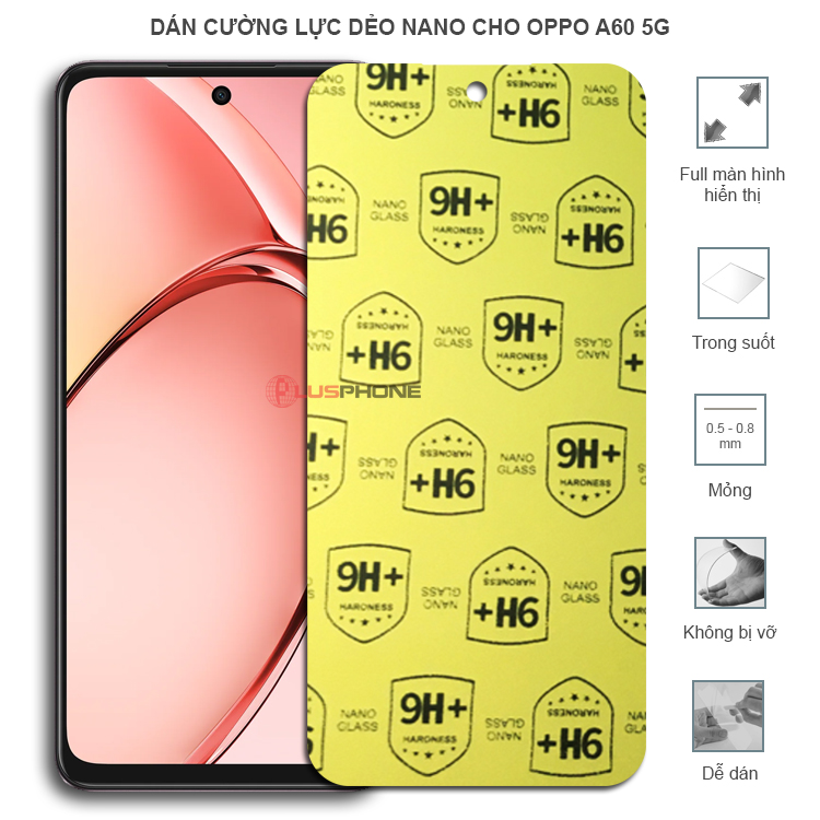 Dán cường lực dẻo trong hoặc nhám cho Oppo A60 5G