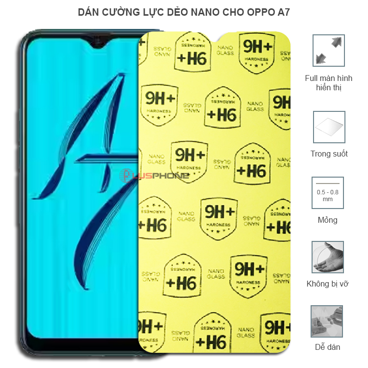 Dán cường lực dẻo trong hoặc nhám cho Oppo A7
