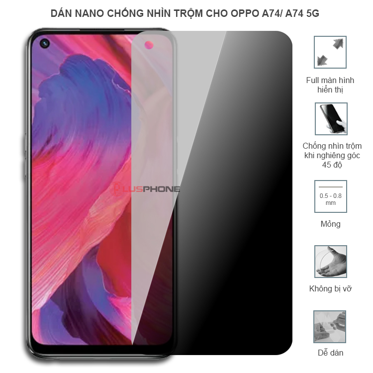 Dán cường lực dẻo chống nhìn trộm trong HD hoặc nhám AG cho Oppo A74/ A74 5G
