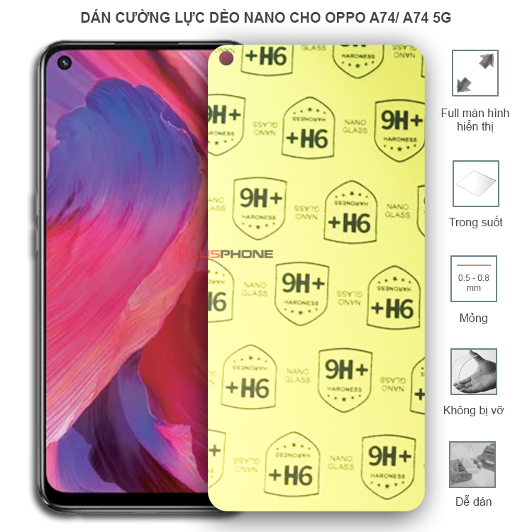 Dán cường lực dẻo trong hoặc nhám cho Oppo A74/ A74 5G