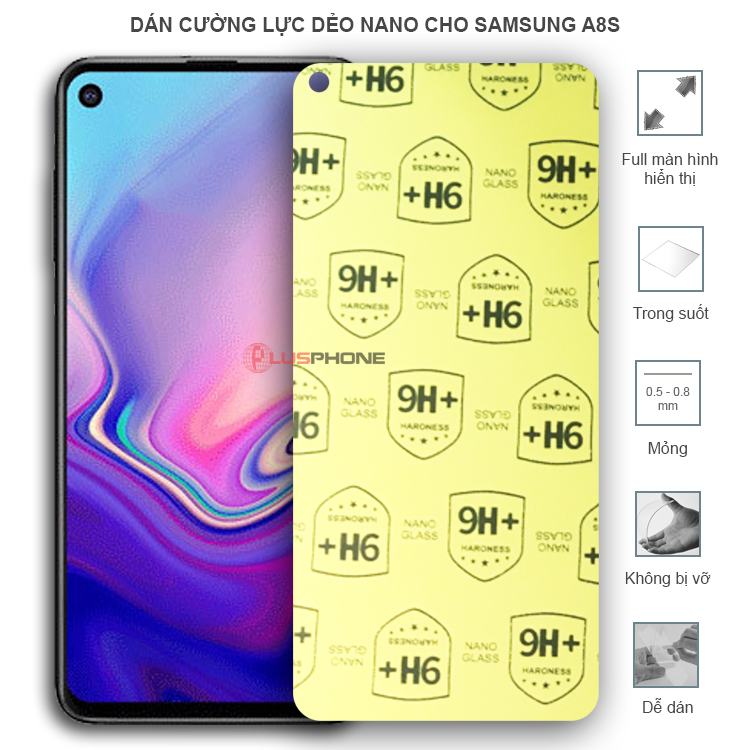Dán cường lực dẻo trong hoặc nhám cho Samsung A8s