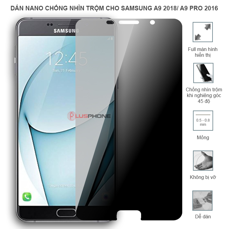 Dán cường lực dẻo chống nhìn trộm trong HD hoặc nhám AG cho Samsung A9 2018/ A9 Pro 2016