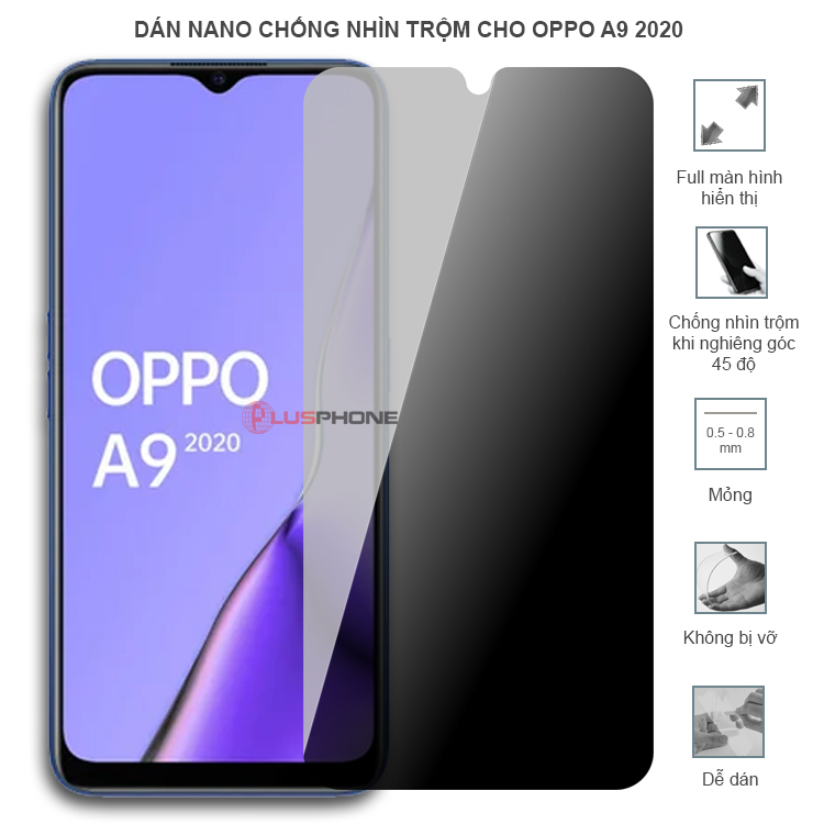 Dán cường lực dẻo chống nhìn trộm trong HD hoặc nhám AG cho Oppo A9 2020