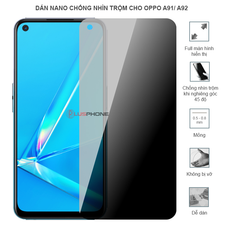 Dán cường lực dẻo chống nhìn trộm trong HD hoặc nhám AG cho Oppo A91/ A92