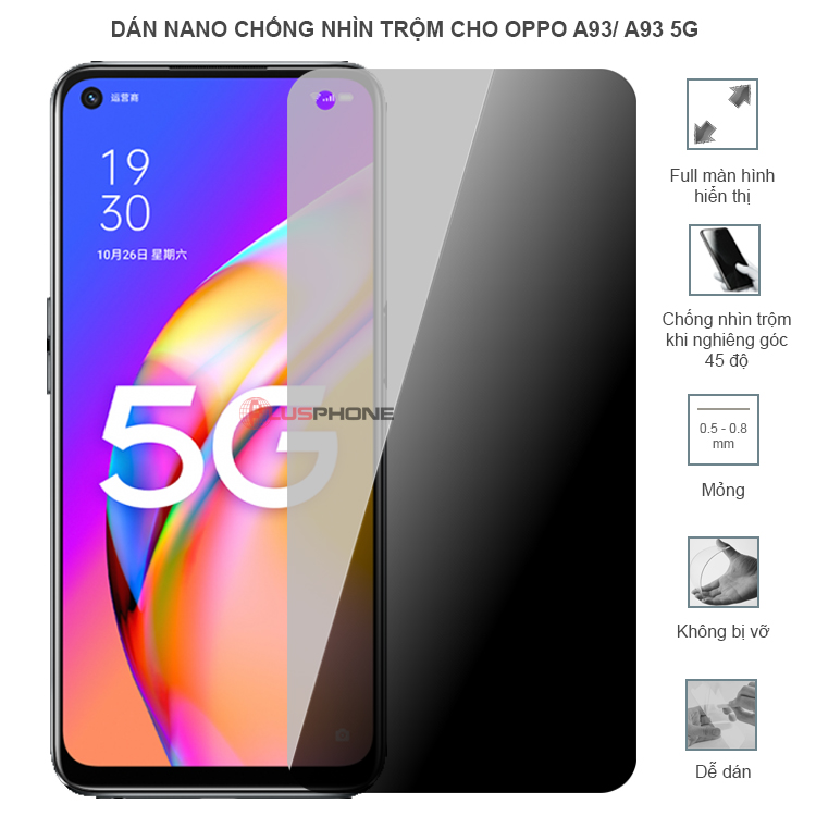Dán cường lực dẻo chống nhìn trộm trong HD hoặc nhám AG cho Oppo A93/ A93 5G