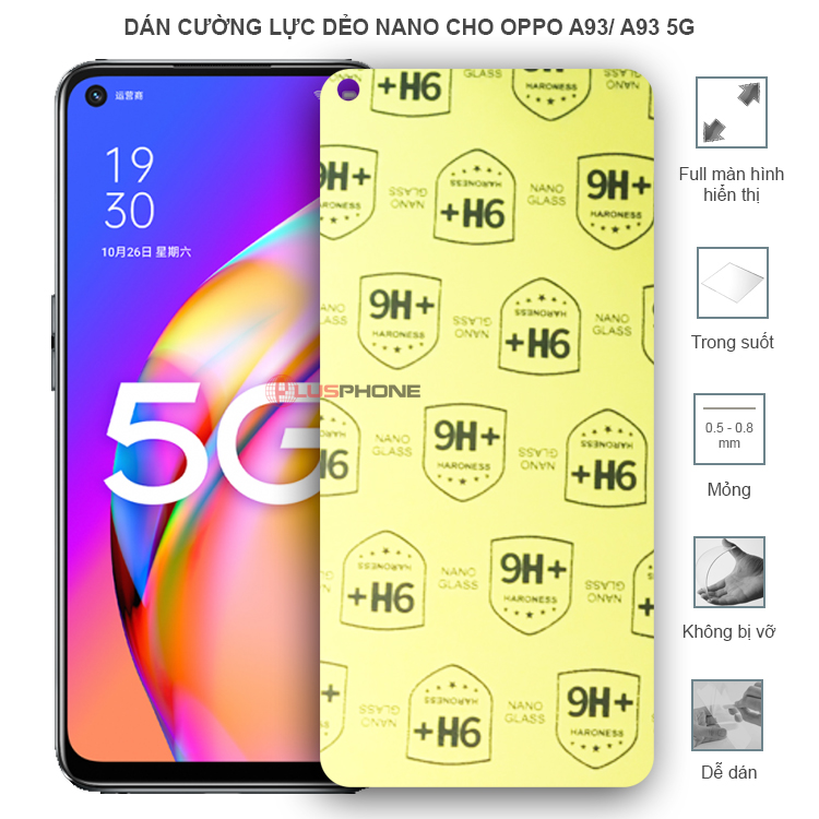 Dán cường lực dẻo trong hoặc nhám cho Oppo A93/ A93 5G