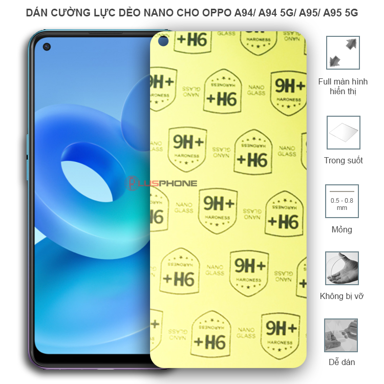 Dán cường lực dẻo trong hoặc nhám cho Oppo A94/ A94 5G/ A95/ A95 5G