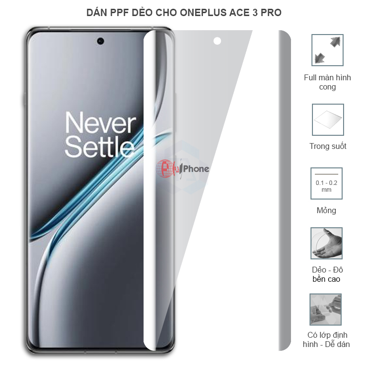 Dán PPF dẻo full màn hình trong hoặc nhám cho OnePlus Ace 3/ 3 Pro